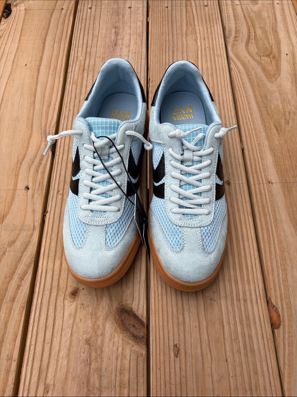 Madewell Women’s Light Blue Suede & Mesh Sneakers with Black Accent